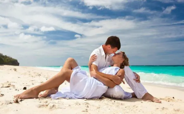 Romantic couple on the beach